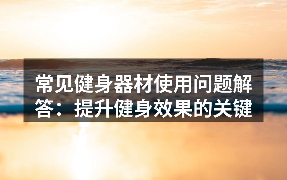多样的健身器材选择